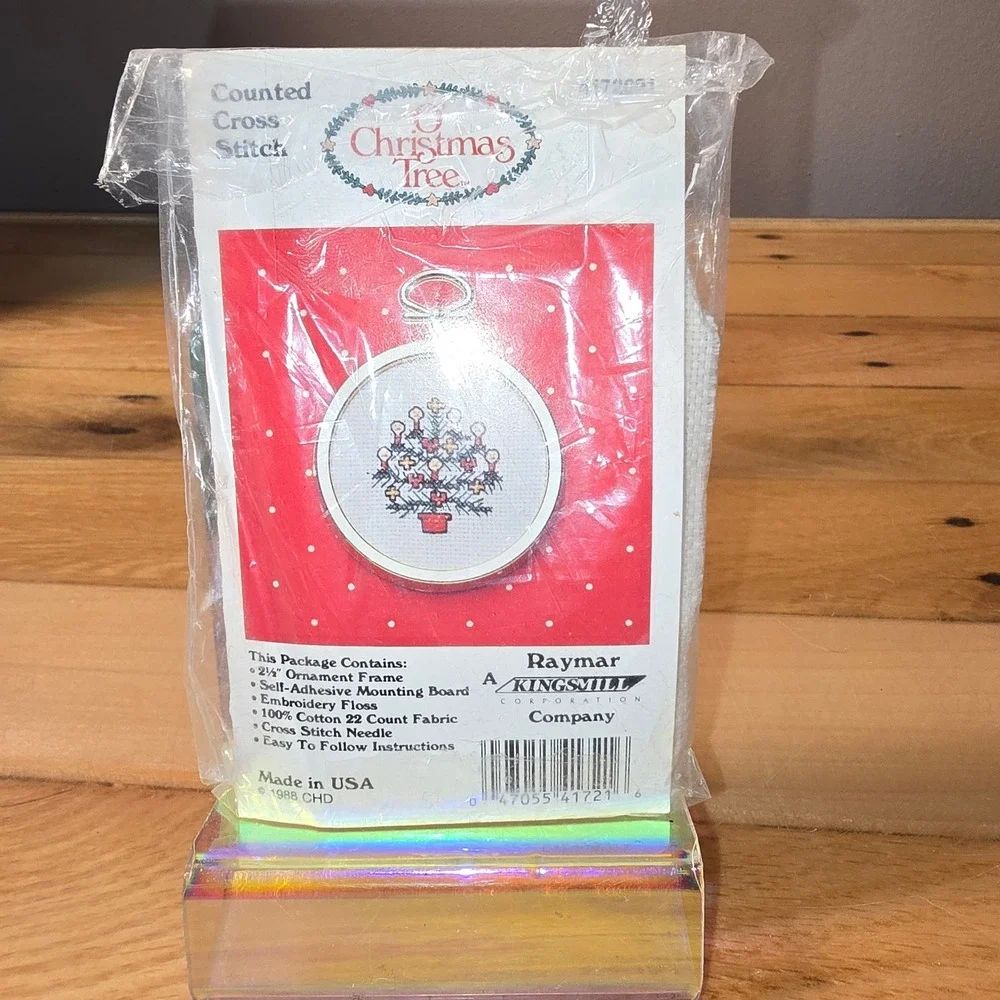 Vintage 1988 Raymar Kingsmill Christmas Tree Cross Stitch Ornament Kit 4172001